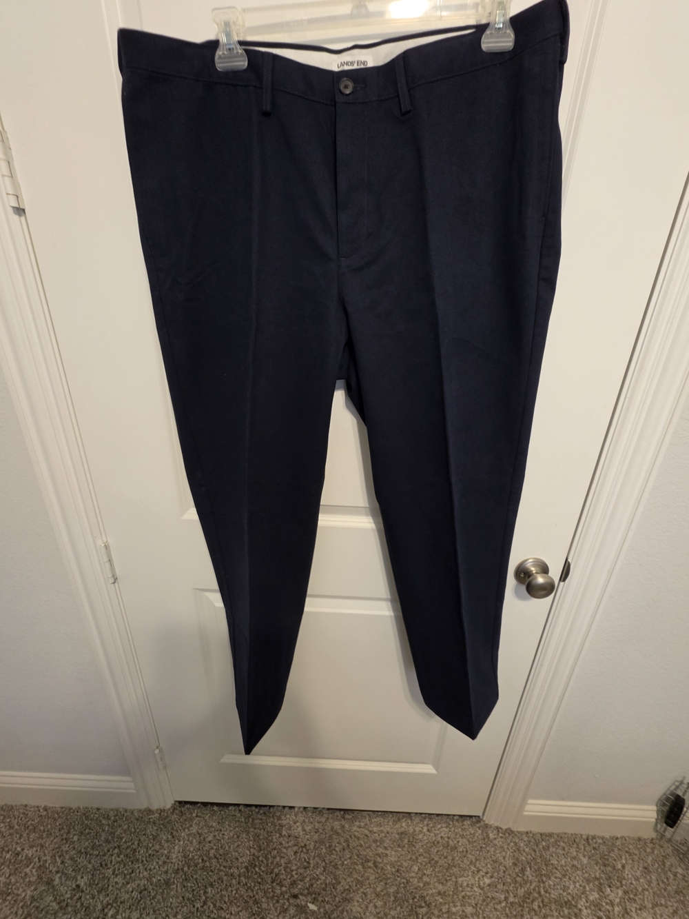 Lands' End Traditional Fit No Iron Men's Navy  Pants